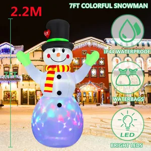 قفازات خضراء قابلة للنفخ لعيد الميلاد ، نموذج رجل ثلج خارجي مع مصابيح LED دوارة مدمجة ، زينة عيد الميلاد الداخلية والخارجية ، 2.2 متر ، 7 قدم أعلى 10 مبيعات عيد الميلاد الثلج القطب - رقم 5