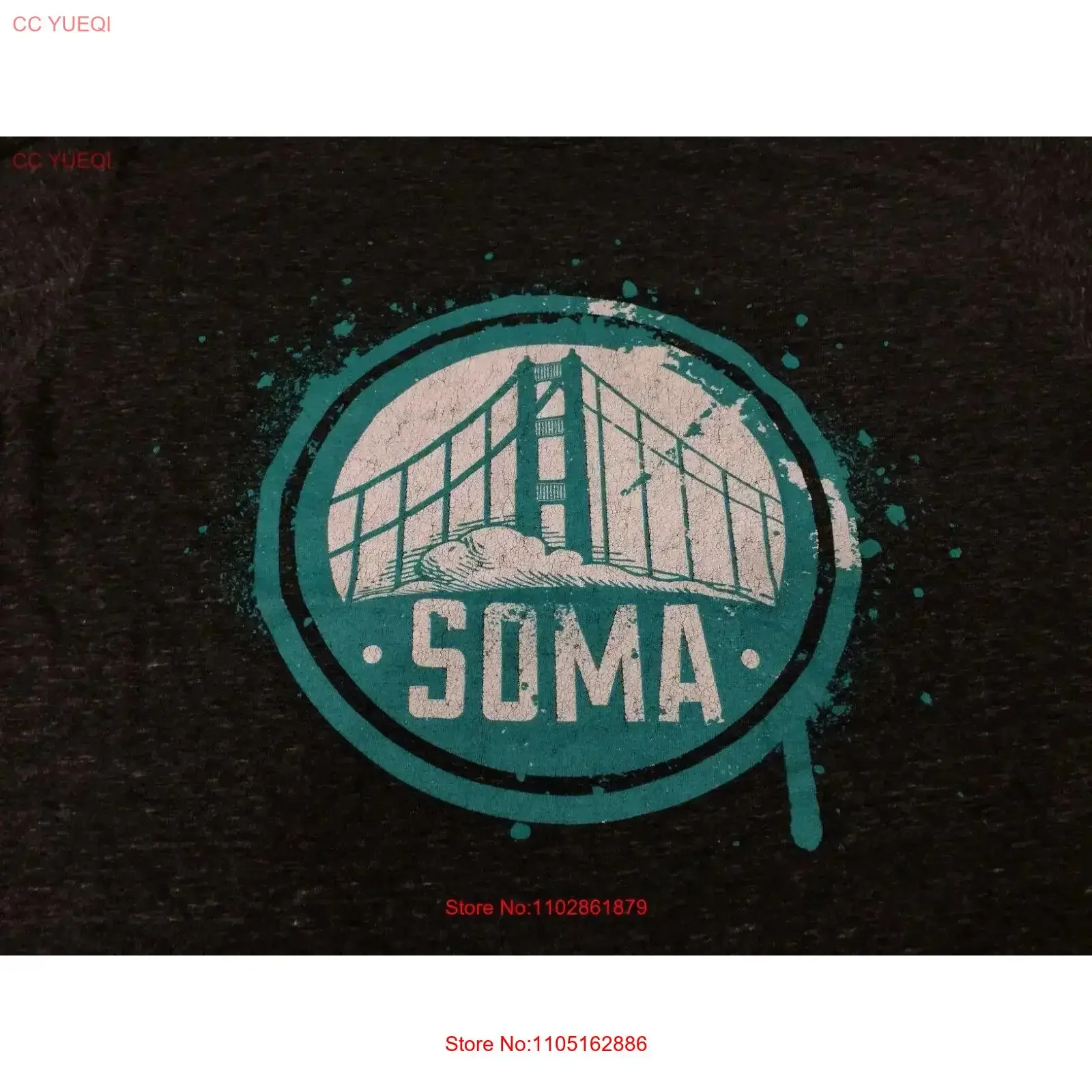 

soma south of market san francisco bridge shirt optima brand medium size gray vintage Washed graphic fashion Breathable