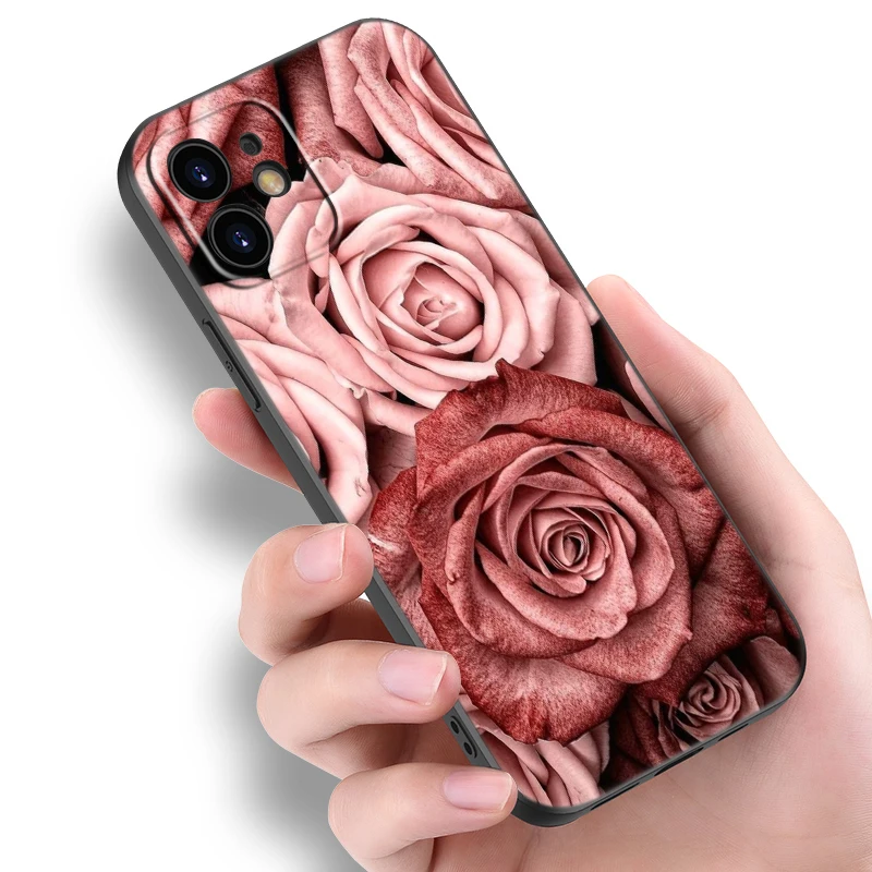 Beautiful Gold Rose Black Phone Case For Huawei Pura70 Pro Plus P60 Pro P50 P40 P30 P20 Pro P10 Lite PSmart Z PSmart 2021 Cover