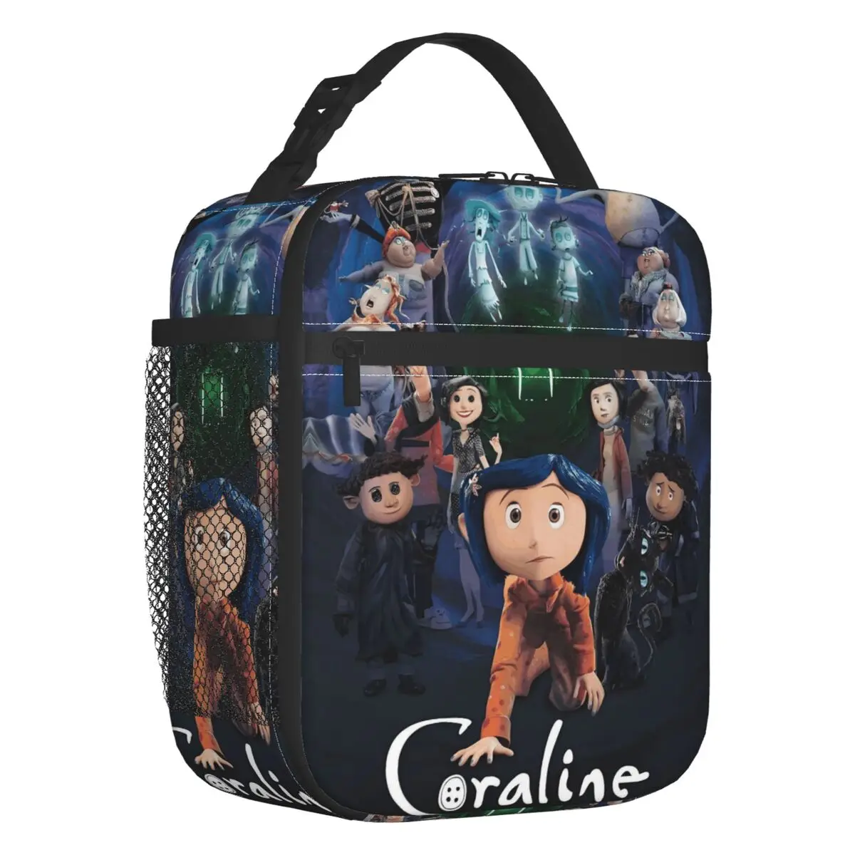 

Coraline Twitchy Witchy Girl Thermal Insulated Lunch Bag Horror Scary Movie Portable Lunch Container for Work Storage Food Box