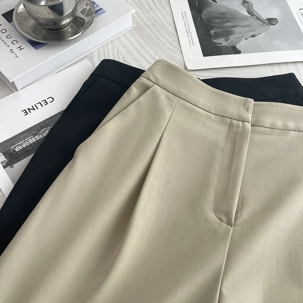 Slimming Straight Leg Pants Dstring Elastic Waist Commuter Versatile ort Pants Korean Sle Casual Trousers for Women