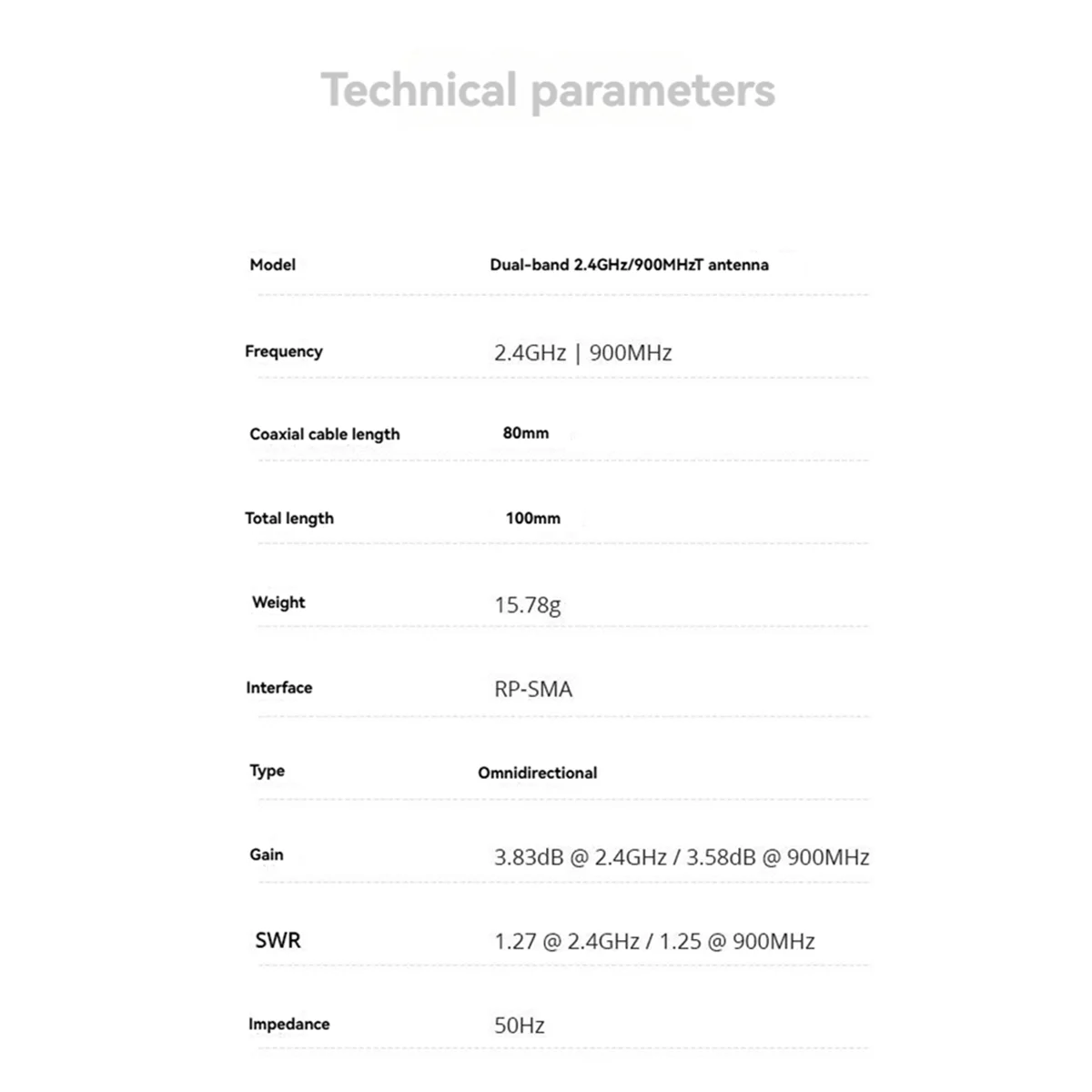 【BAAZ Veloce 】 Antenna Dual Band 2.4GHz / SUB-G 900MHz RP-SMA T-Antenna per modulo TX