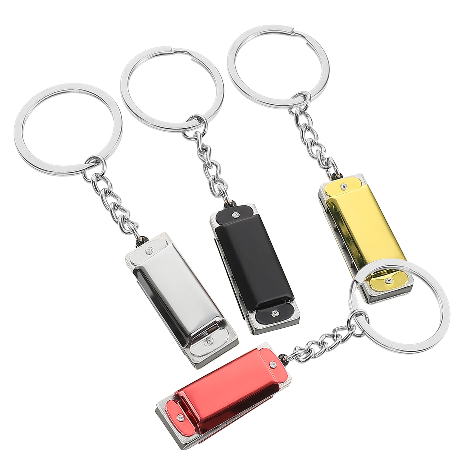 

4 Pcs Harmonica Keychain Accessories Bag Hanging Ornament Keyrings Lanyard Charms Holder