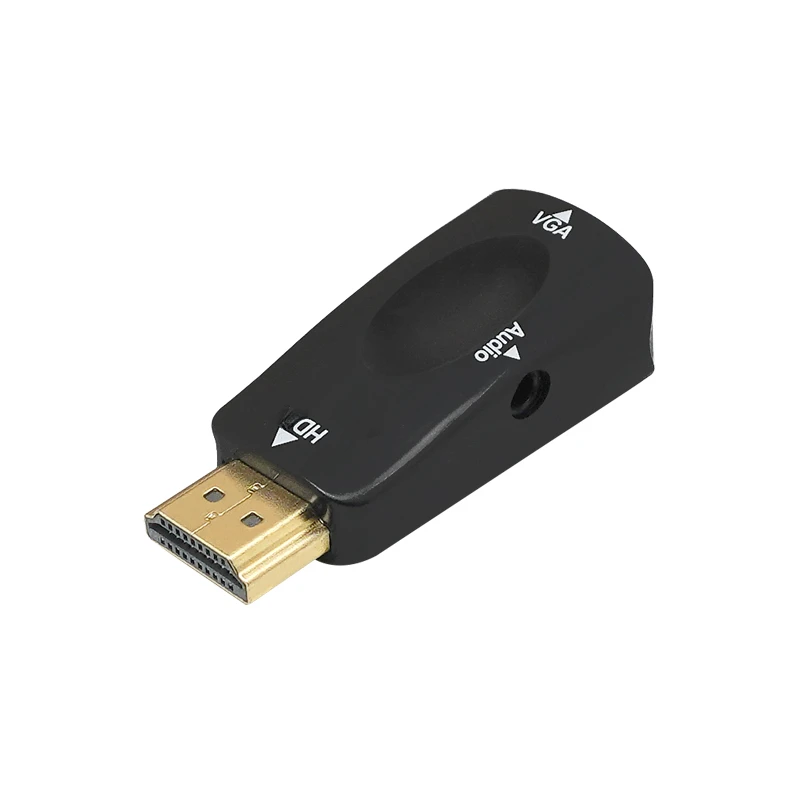 Convertidor de Cable HDMI, Adaptador Macho a Hembra, Compatible con VGA, Jack de 3,5 mm, Audio HD, 1080P, Ideal para PC, Portátil y Tableta