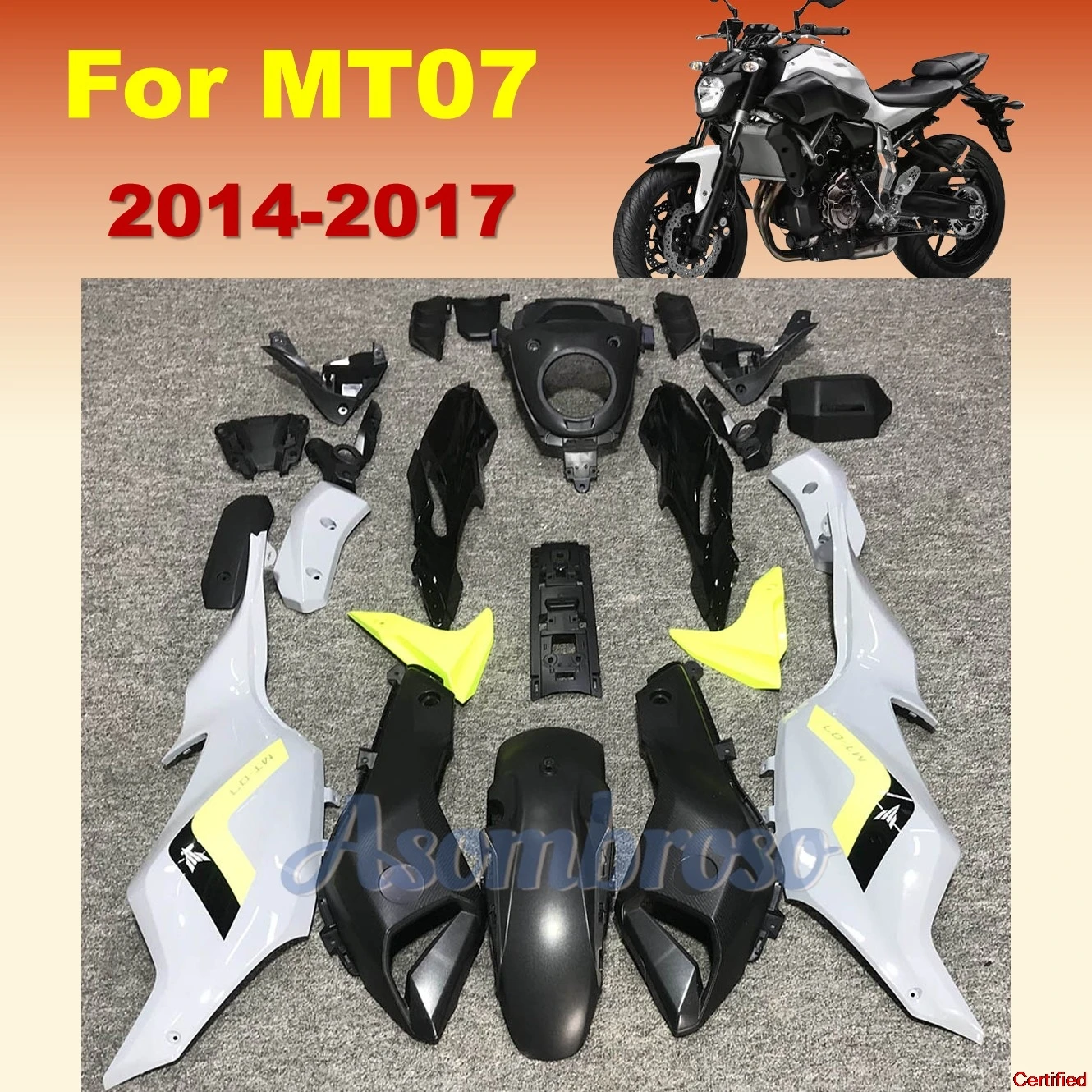 Kit completo de carenado para motocicleta Yamaha MT07 FZ07 MT-07 2014 2015 2016 2017 MT 07 FZ 07 Naked Bike, kit de paneles ABS de repuesto