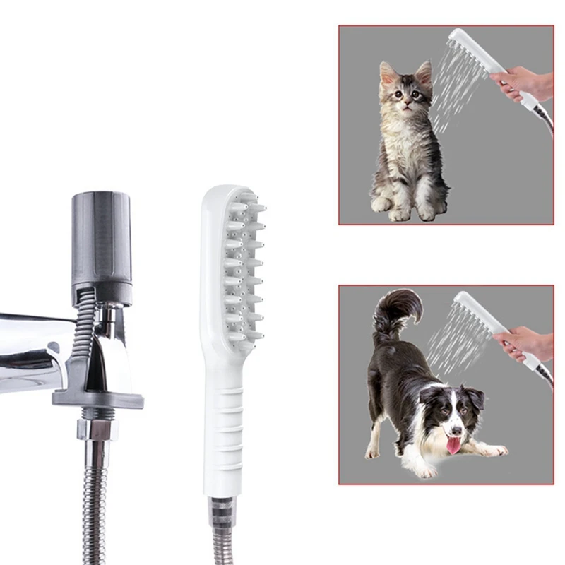 Pet Shower Attachment For Tub Spout, Bathtub Sprayer,Pet Bath Brush And Scrubber Water Flow Dog Washing Shower