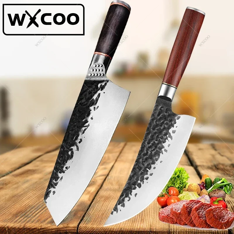 WXCOO Forged Kitchen Chef Knife Set High Carbon Steel Meat Fish Vegetables Slice Knife Professional Butcher Cleaver Boning Knife