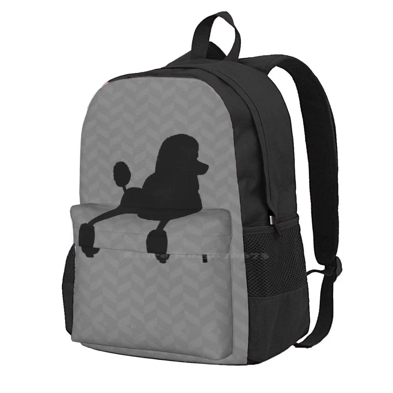 Black Standard Poodle Silhouette Backpack For Student School Laptop Travel Bag Black Poodle Black Standard Poodle Pets Animals