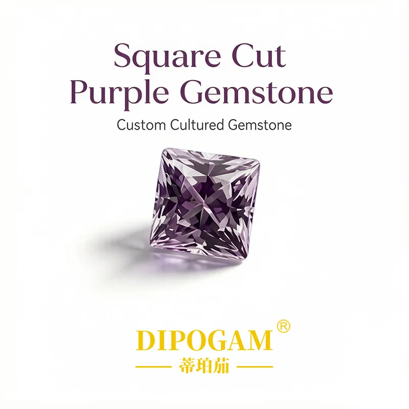 Lab-Created Purple Sapphire Lavender Gemstone Square Right-Angle Princess Cut Inlaid Loose Stone for Jewelry Making