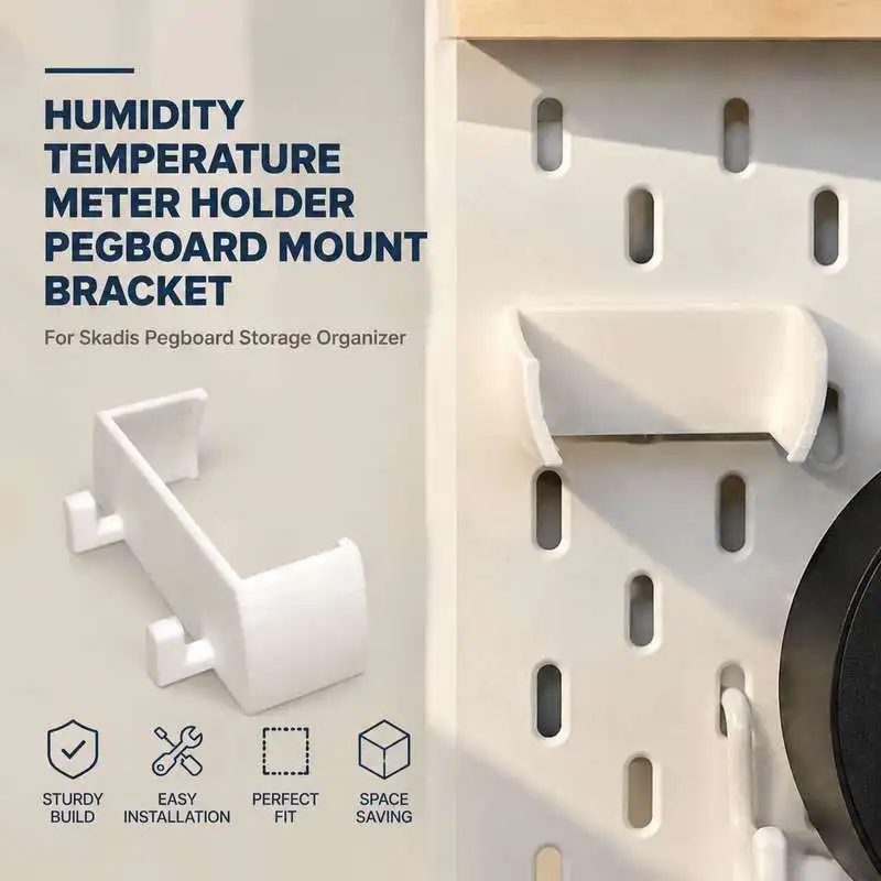 Pegboard Mount Holder For Temperature Humidity Gauge Skadis Compatible Wall Peg Board Bracket