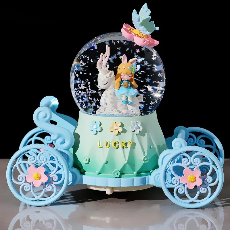 All The Way Flower Crystal Ball Music Box Music Box Rotating Snow To Send Boys and Girls Holiday Birthday Toys Gifts Angel Decor