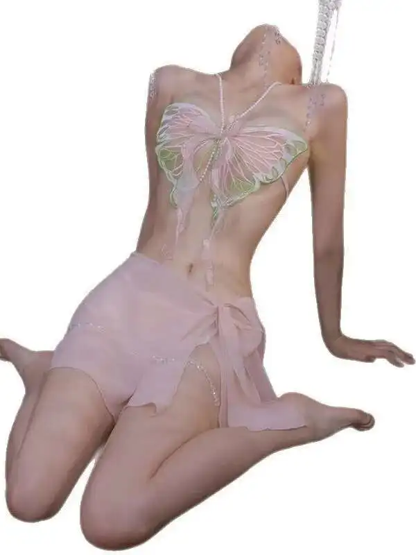 Neues sexy Lifestyle-Kleid, elegant, charmant, sexy Stickerei, Schleife, heiße Perspektive, Nachtwäsche, transparentes Verführungsset für Frauen 6689