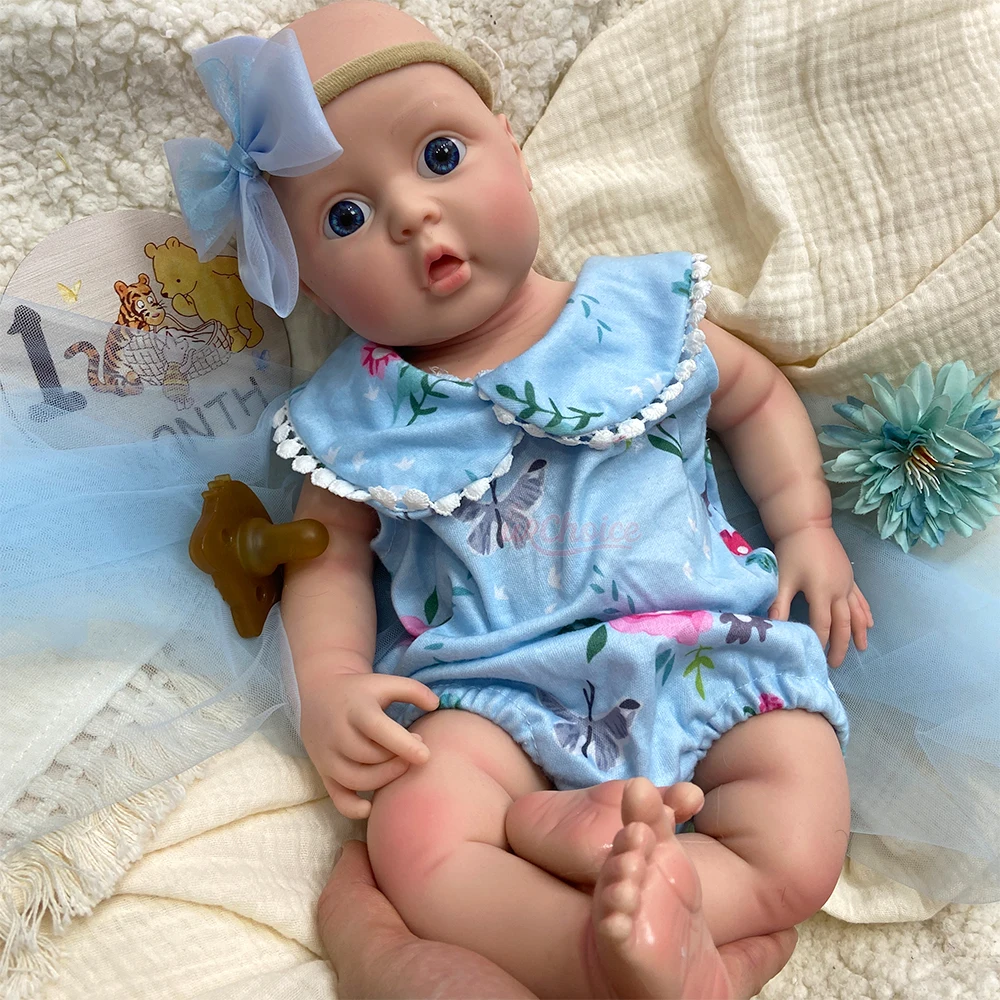 

17Inch Realistic Details Silicone Reborn Baby Girl Soft Touch Feeling Weighted Doll Open Eyes Rebirth Doll for Photo Prop