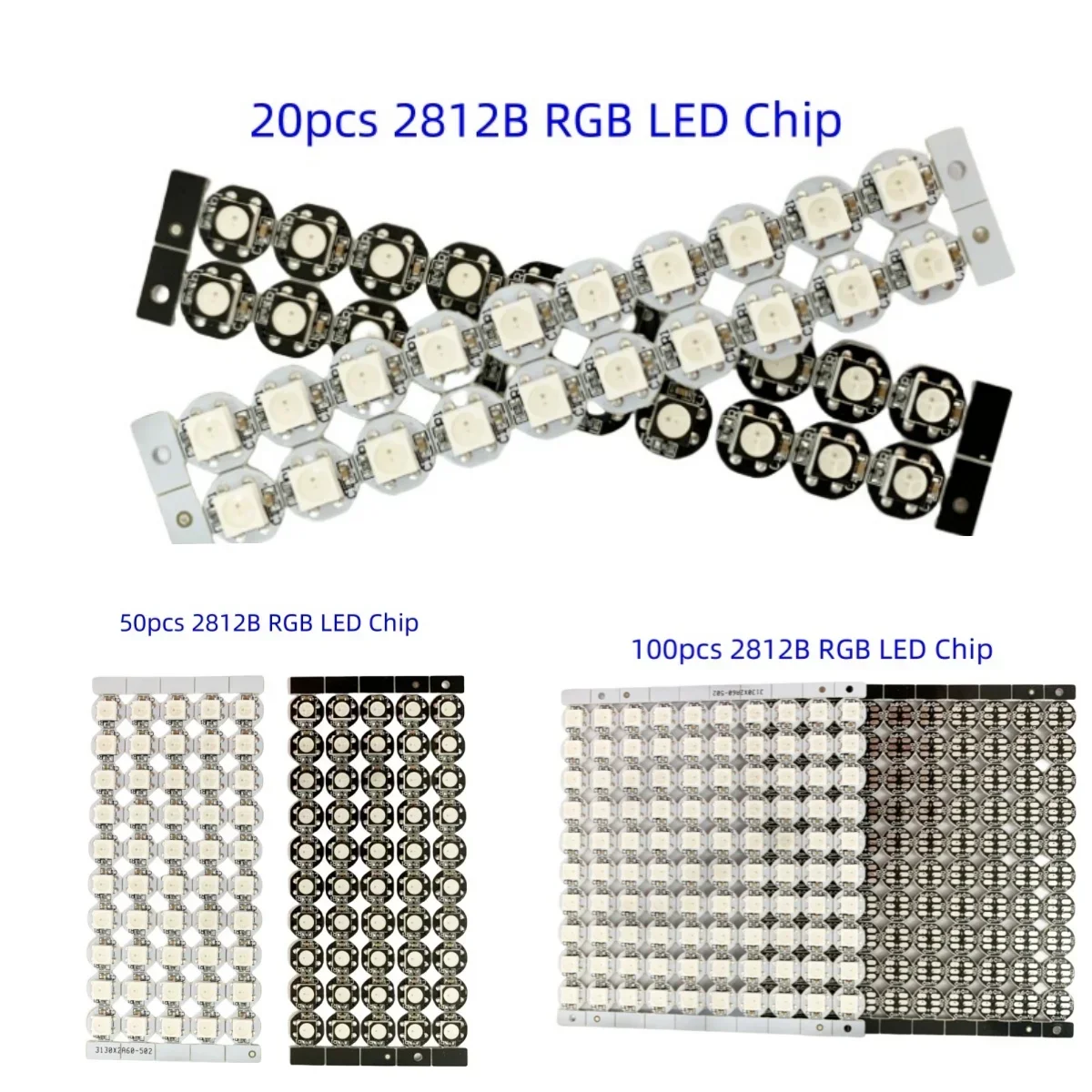 20/50/100Pcs RGB LED Chip WS2812B Built-in IC Black/White PCB DC 5V SMD 5050 with Heatsink Board Individually Addressable