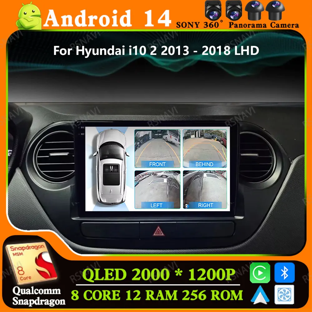 Andoird 14 Autoradio Für Hyundai I10 2 2013 - 2018 LHD 4G LTE Drahtlose Carplay Auto Stereo Multimedia 5G WIFI BT DSP Navigation