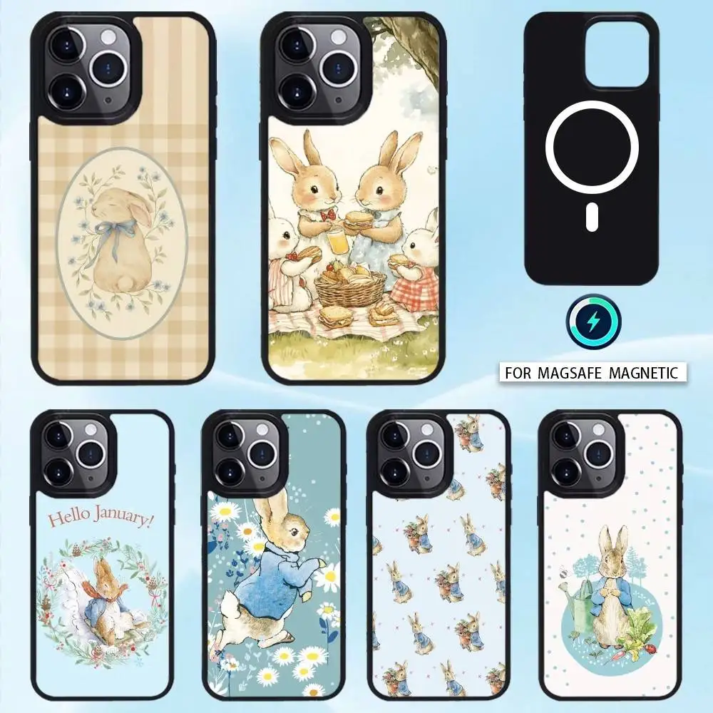 

Cute P-Peter R-Rabbit-F-Fluffy Phone Case For iPhone 16,15,14,13,12,Pro,Max For Magsafe Magnetic Wireless Charging