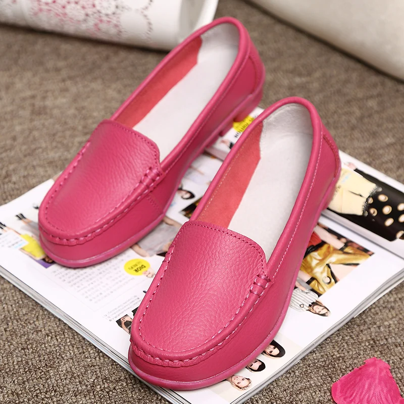 

Ladies 34-43 plus size women's shoes leather beanie shoes non-slip soft bottom mother shoes white nurse shoes wedge casual shoes