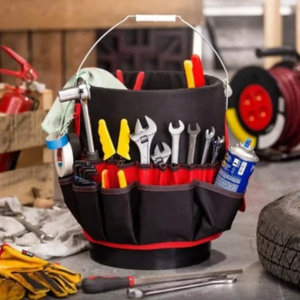 Bucket Organizer Pouch Storage Bag 42 Grids Pocket Gardening Tool Bag Garden Tool Pouch Hand Tool Bag Planting Props Basket