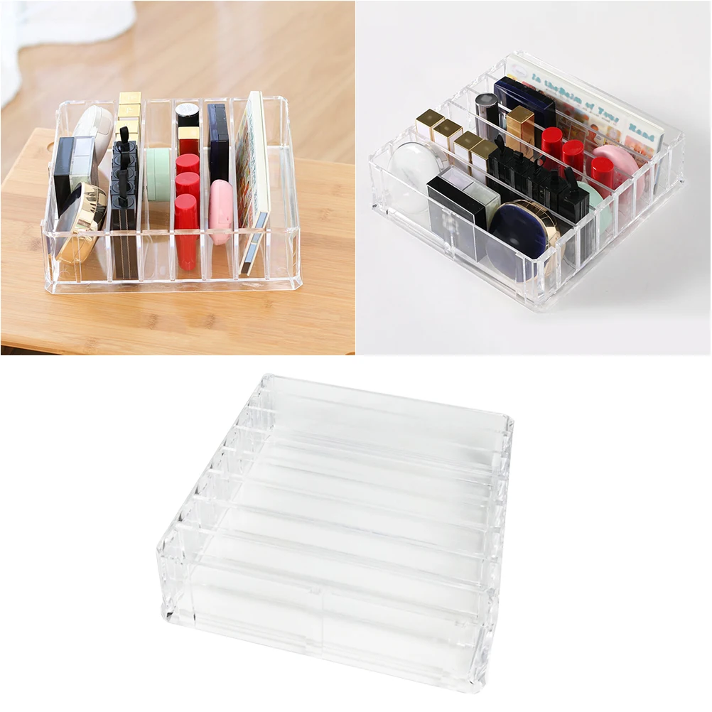 

8 Slots Powder Cushion Storage Box Acrylic Makeup Organizer Case Lipstick Display Holder Portable Lightweight