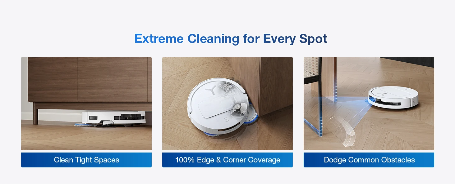 ECOVACS DEEBOT T50 PRO OMNI Robot Vacuum Cleaner Extend Side Brush and Mop 15,000Pa 75℃ Hot Water Mop Washing AIVI 3D 3.0, White