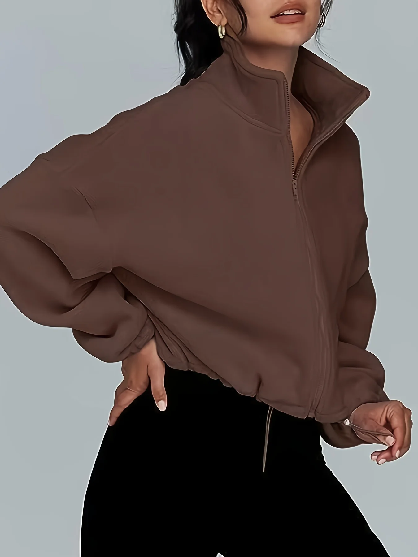 Herfst 2026 Nieuw polarfleecejack voor dames met opstaande kraag (plus fluweel) ontspannen sporttop met ritssluiting