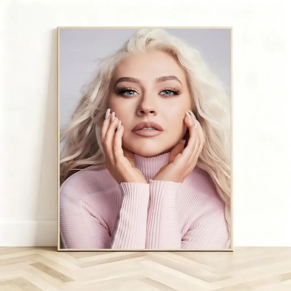 Classic Vocal Artist C-Christina Aguilera Poster Classic Self-Adhesive PP Wall Sticker for Living Room Bar Decor Gift