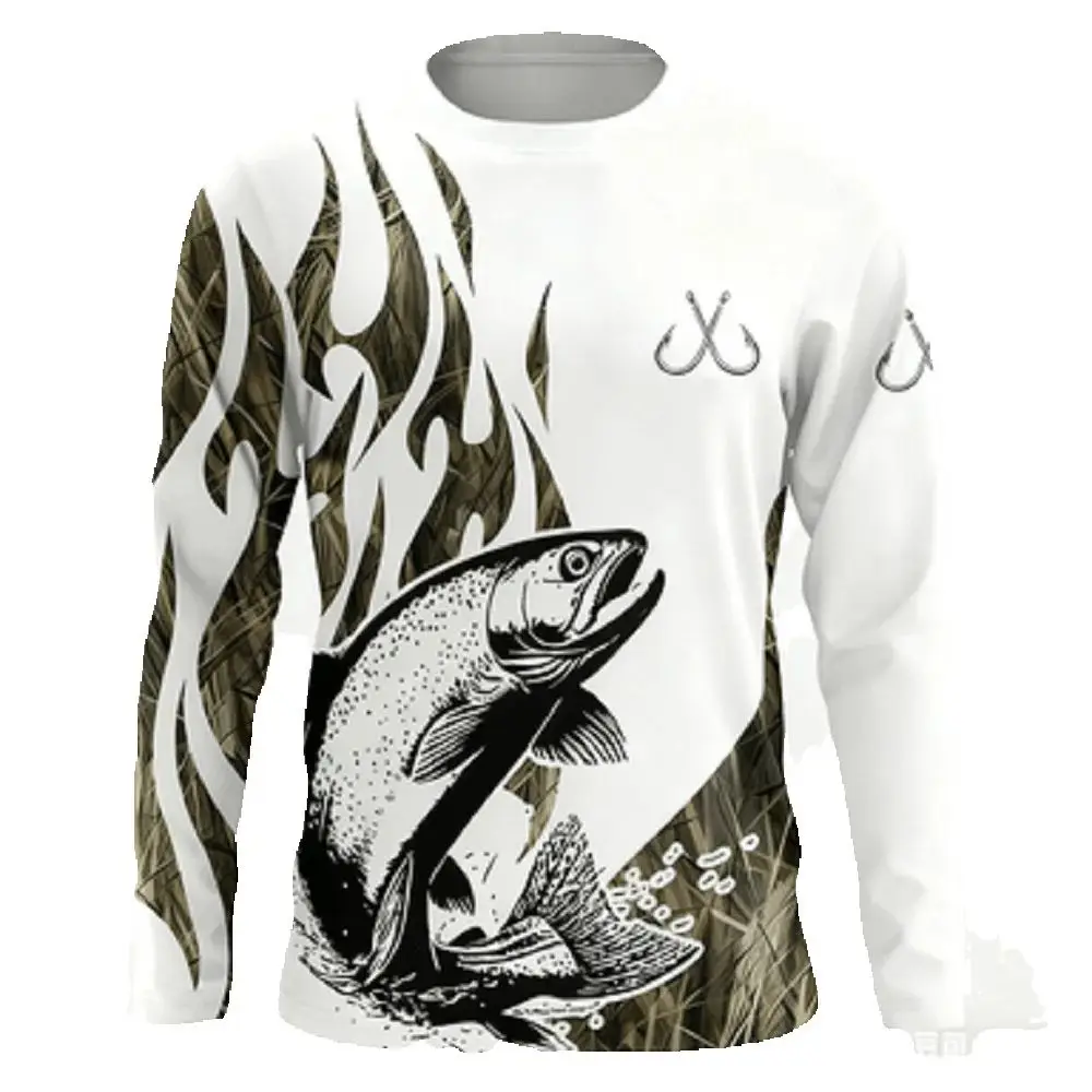 ملابس صيد السمك الإبداعية الملونة ثلاثية الأبعاد قابلة للتنفس واقية من الشمس سريعة الجفاف في الهواء الطلق قمصان رياضية غير رسمية بأكمام طويلة #6