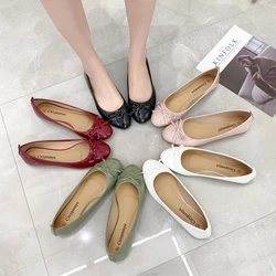 Ballet Flats Shoes Women Classics Casual Loafers Red Patent Leather Lady Fashion Design Bowknot Shoes for Woman's Spring/Autumn