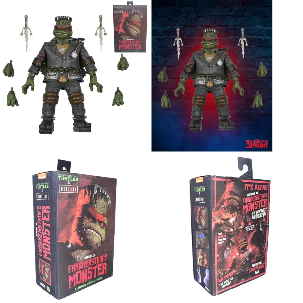 Neca adolescente mutante ninja tartarugas frankenstein monstros universais raphael como frankenstein figura de ação brinquedo modelo colecionável
