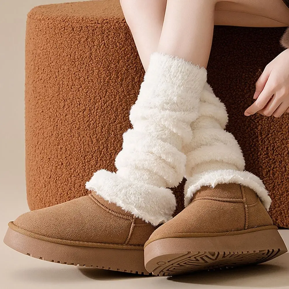 

Solid Color Leg Warmers Coral Fleece Warm Foot Cover Thermal Socks Thickened Heap Socks Spring, Autumn and Winter