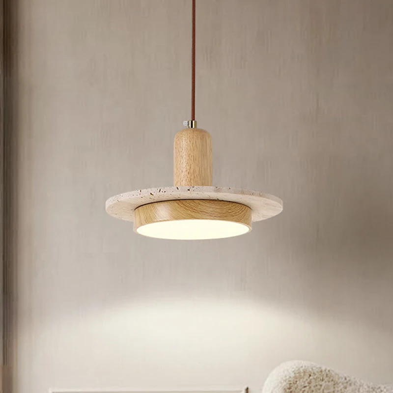 Wabi-Sabi Yellow Stone Hanging Pendant Light Dining Room Kitchen Island Hotel Restaurant Bar-style Table Suspended Lamp