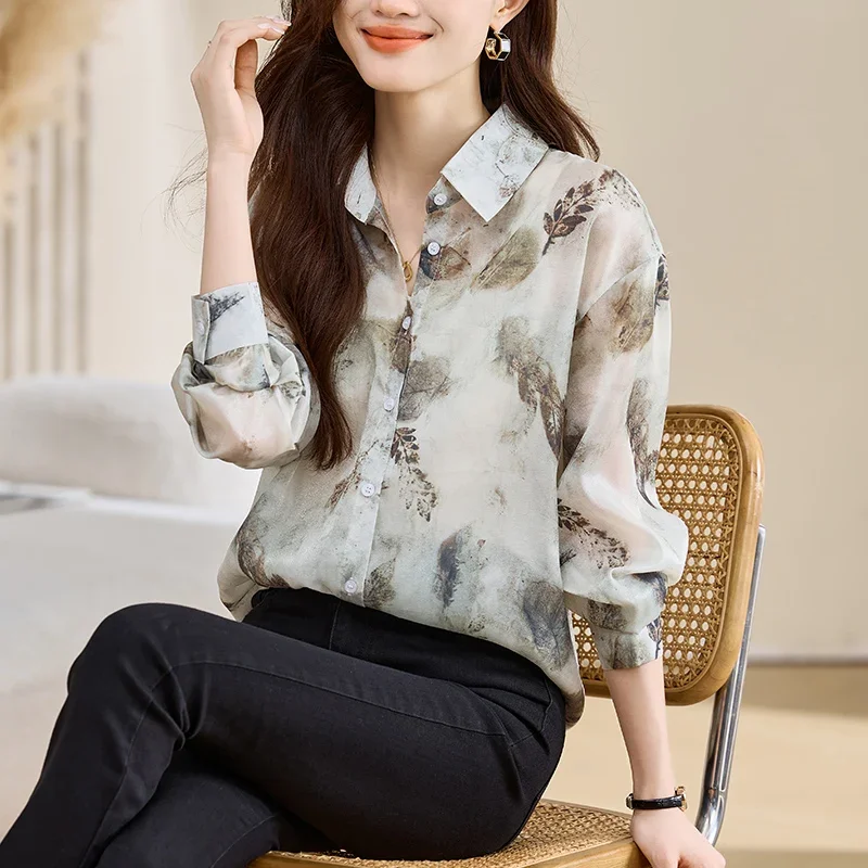 Chic Mode Neue frauen Dünne Lange Hülse Lose Chiffon Hemd Tops Bluse Casual Streetwear Blusa Chifon