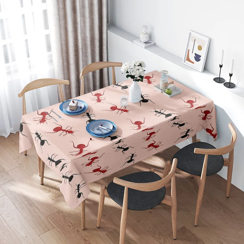 

Pink Tablecloth with Insect Pattern for Home Decoration Decorative Ant Design Table Linen Pink Tablecloths