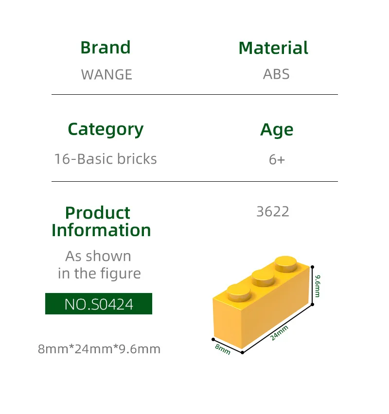 Wange 85Pcs/lot 3622 1x3 Dots Building Block Moc Classic Accessories Compatible with Brick Children Toys Gift Box