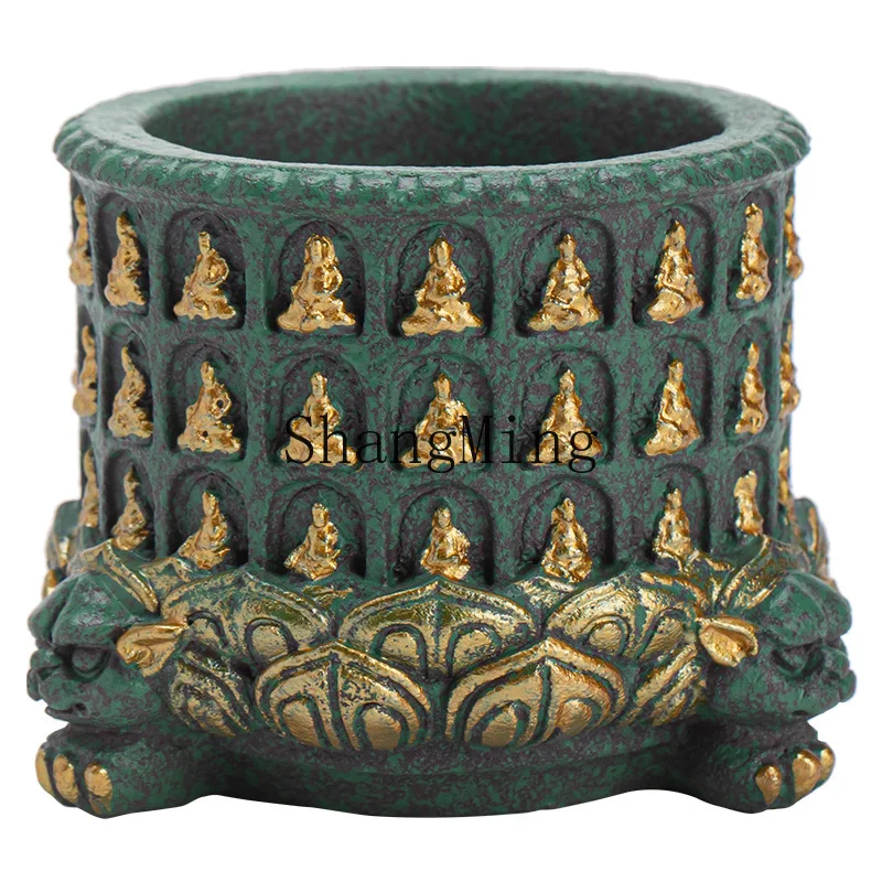 FG blue sand stone thousand Buddha lotus incense insert Zen home tea table ornaments incense seat  ceremony incense burner