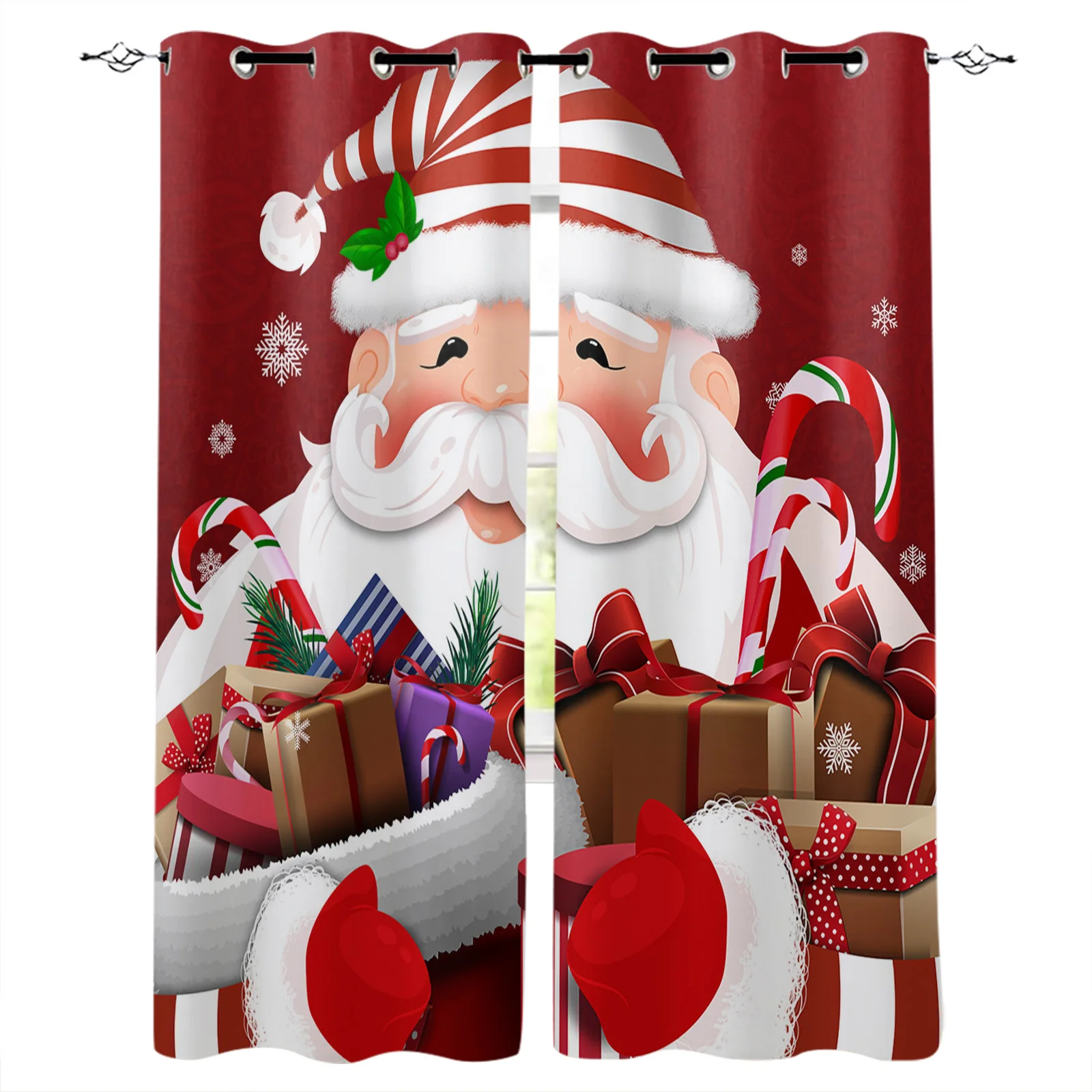 Christmas Santa Claus Gift Blackout Curtains for Children Kids Home Decor Bedroom Living Room High Shading Window Curtains