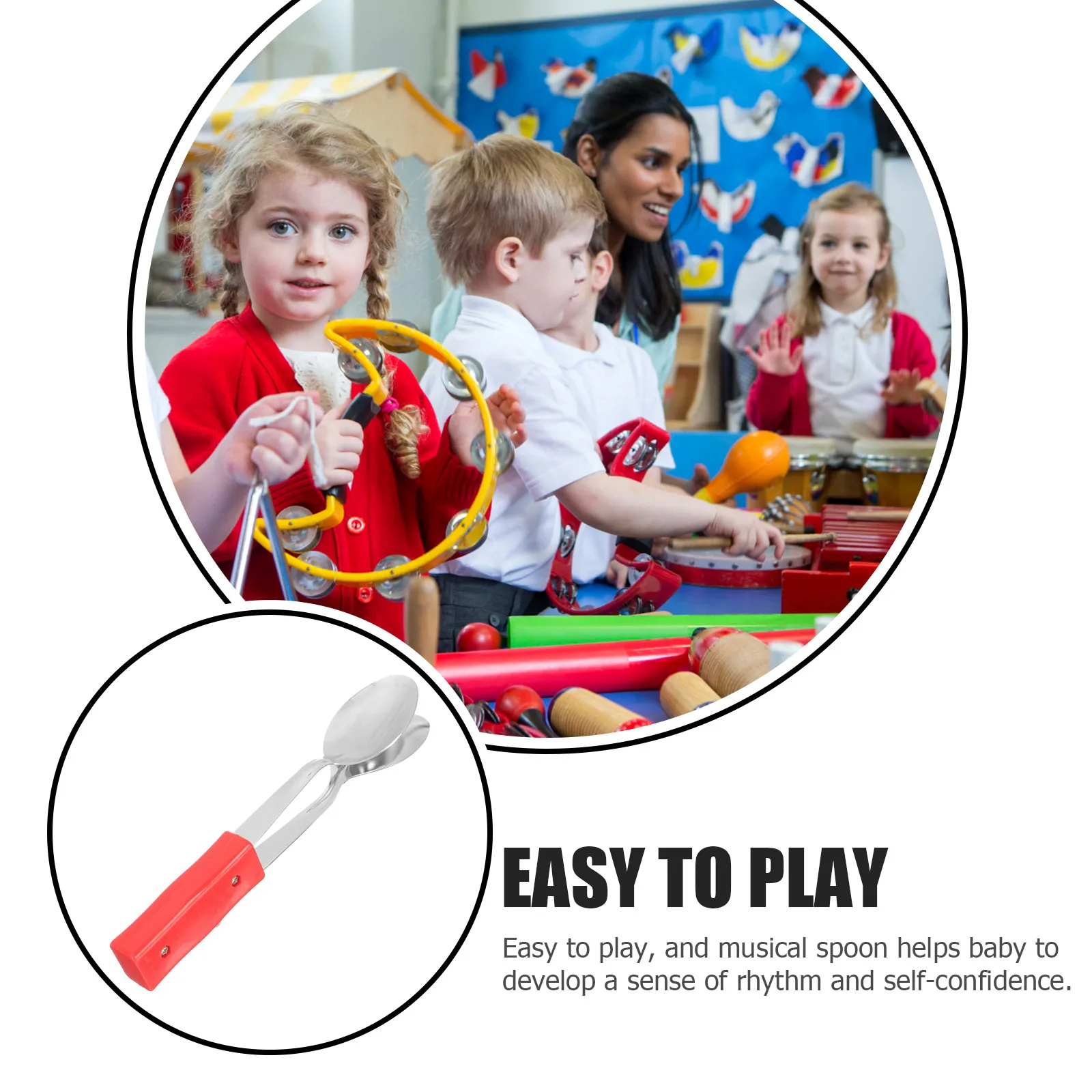 

Musical Spoon Metal Percussion Spoon Lightweight Music Hand Brain Coordination Educational Plaything Instrument For