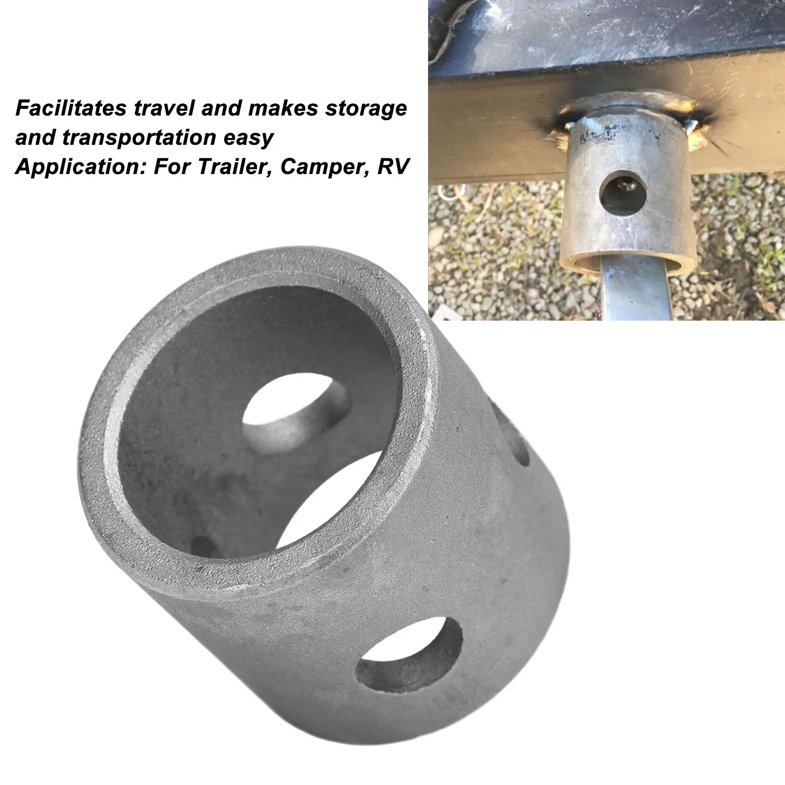 1Pc Trailer Swivel Jack Pipe Mount 2000 to 8000 Lbs Metal Jack Welding Installation Tube Bracket for Camper RV