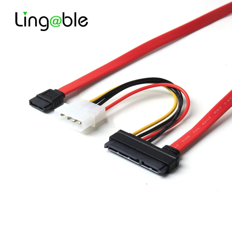 

Lingable SATA Cable SATA Power Cable to Molex SATA 22 pin(7P+15P) to 7pin + 4pin Molex Power cable 50CM