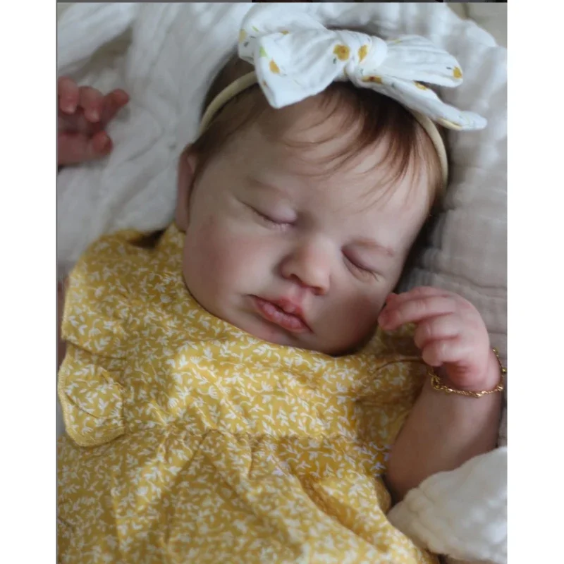 19inch Silicone Reborn Dolls Loulou with Hand Rooted Hair Soft Vinyl Realistic Baby Girls 3D Painted Skin Tone bebé reborn niña