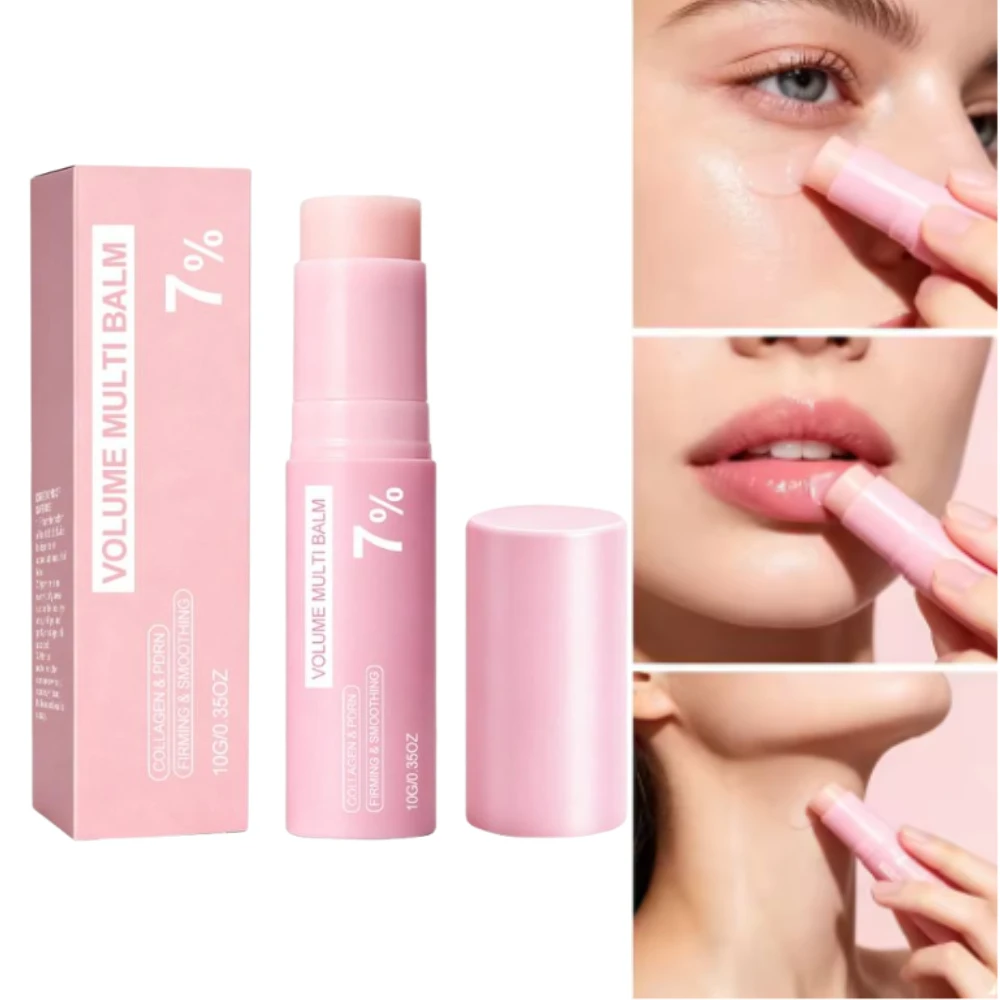Korean Pink Collagen Volume Multi Balm Stick 7% Volufiline Face Lip Eye Moisturizing Hydrating Firming Plumping Radiance Care