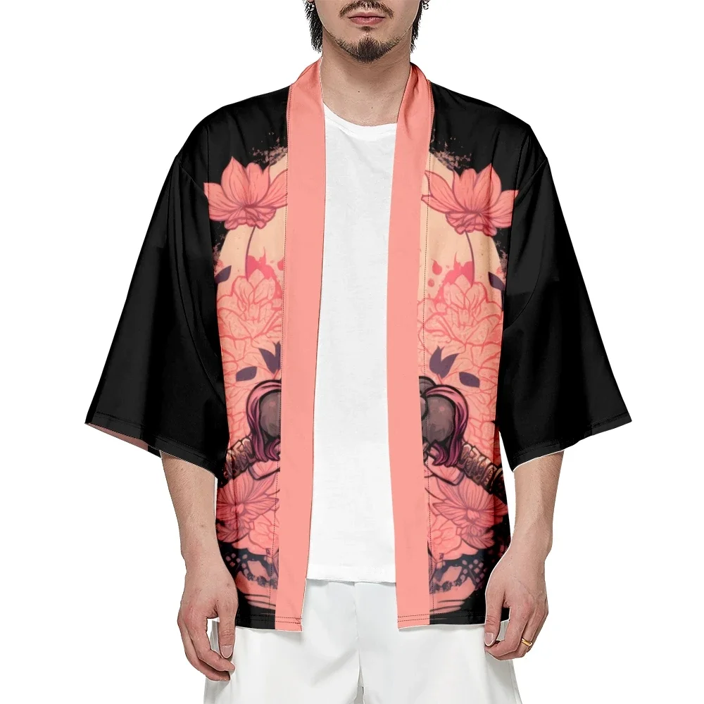 Vintage Japanese Samurai Cat 3D Print Kimono Outdoor Street Men's Trend Cardigan Japan Harajuku Style Traditional Haori