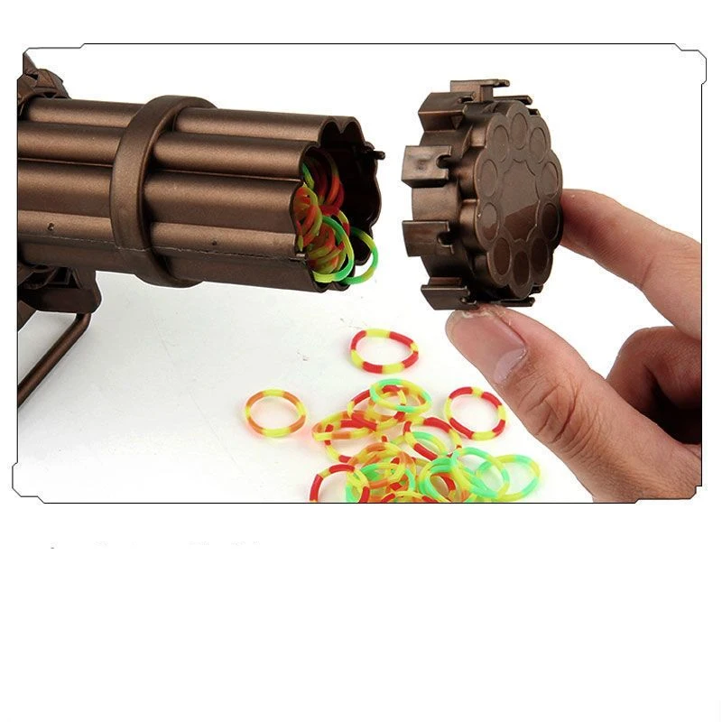 Mini mitragliatrice portatile Gatling con elastico, tiro continuo, pistola a proiettile morbido, giocattoli, regalo creativo