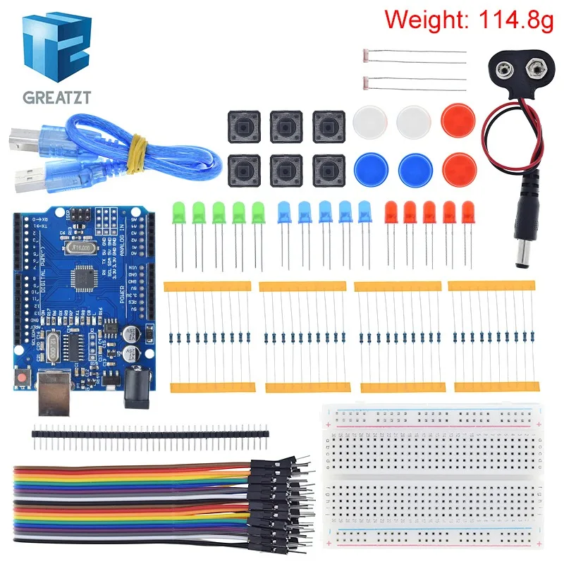 GREATZT Starter Kit For UNOR3 Mini Breadboard LED Jumper Wire Button For Arduino Diy Kit School Education Lab