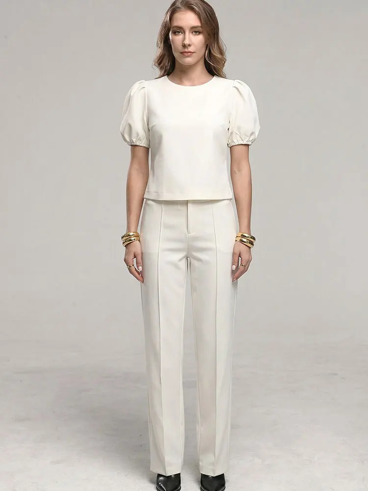 HH Vintage 2-teiliges Set für Damen, Kurzarm-Shirt für Frühling/Sommer, High-Street-Freizeithose, Urlaubs- und Strandoutfit