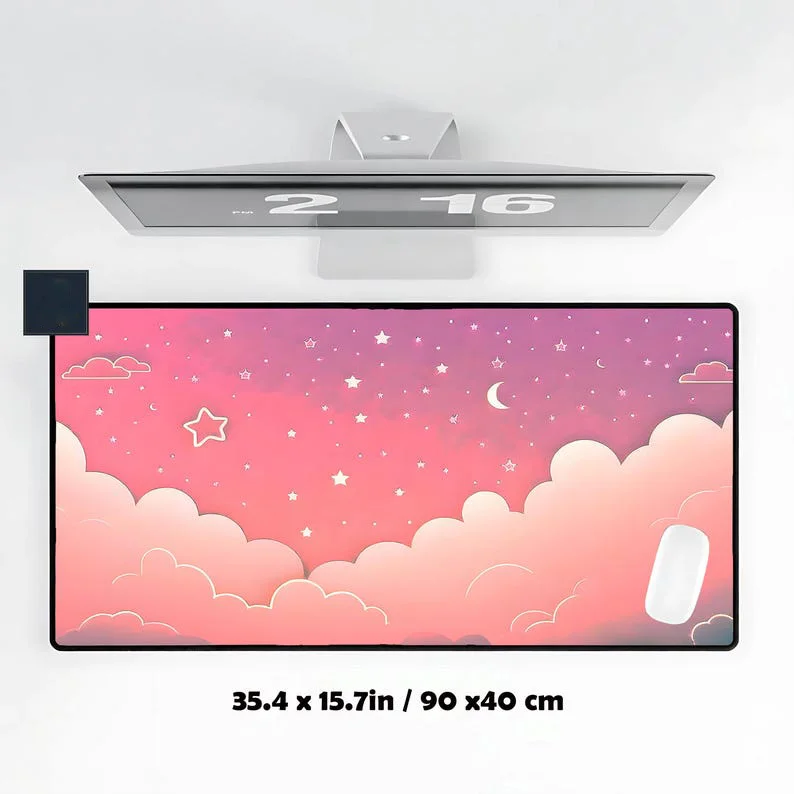 

Pink Sky Art Gaming Desk Mat, Non-slip and Waterproof Mouse Pad, Minimalist Office Decor Mat, The Perfect Gift for Friends.