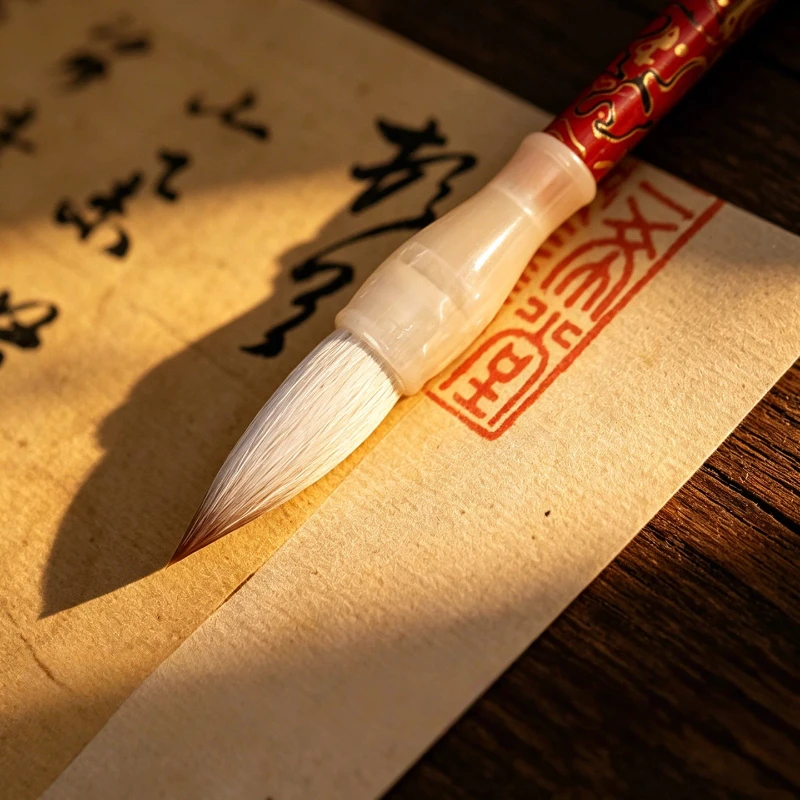 Professional Mixed Hair Middle Regular Script Calligraphy Brush for Regular Script Running Script Clerical Script Adult Beginner