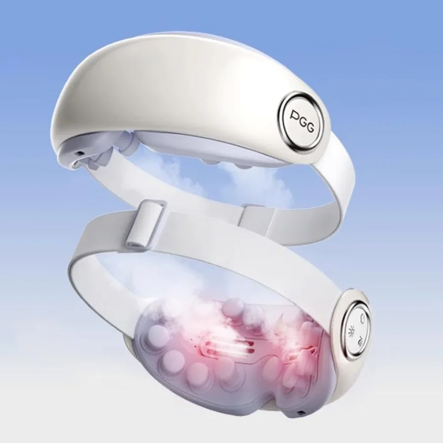 

PGG Роскошный массажер для глаз с паром и подогревом - Bluetooth-музыка, 14 массажных насадок, четыре режима массажа для сухих глаз и темных кругов под глазами