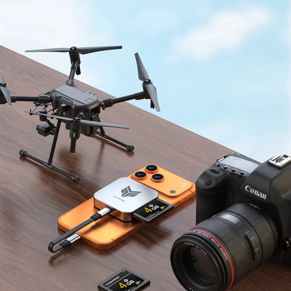 Kebidumei Magnetyczny czytnik kart 4 w 1 OTG CF SD TF, przenośny szybki adapter do kart pamięci USB do telefonu i aparatu — zdjęcie produktu 5