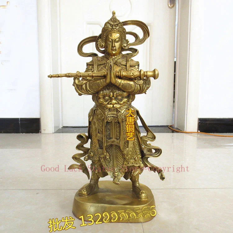 

44CM large Huge OFFICE Porch lobby TOP efficacious Mascot thriving business copper God of heaven Veda Buddha FENG SHUI statue